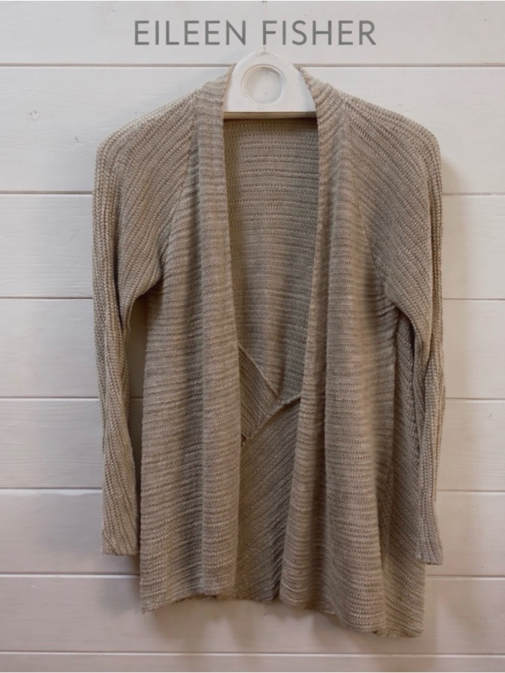 EILEEN FISHER – Linen beige cardigan Petite Large